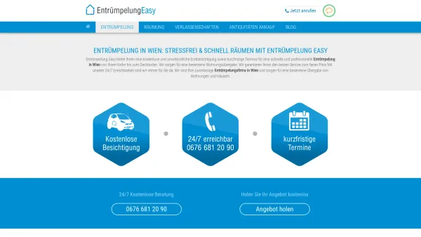 Website Screenshot: Räumungen in Wien und Umgebung - Entrümpelung Wien | Stressfrei und schnell mit Entrümpelung Easy - Date: 2023-06-26 10:26:16