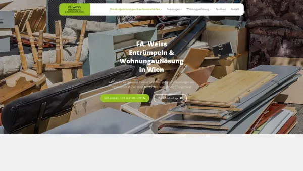 Website Screenshot: FA WEISS GRATIS ENTRÜMPELUNGEN UND RÄUMUNGEN - FA. WEISS: Entrümpelung, Wohnungsräumung & Wohnungsentrümpelung in Wien und Niederösterreich - Date: 2023-06-22 15:00:26