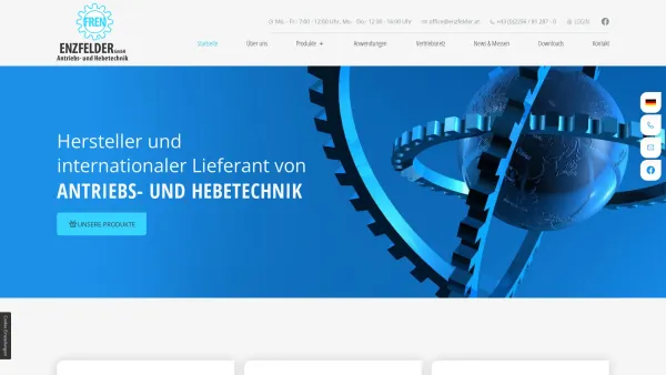 Website Screenshot: Enzfelder GmbH Ihr Spezialist für Spindelgetriebe - Antriebs- und Hebetechnikhersteller in Enzesfeld-Lindabrunn - Date: 2023-06-22 15:15:40