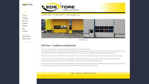 Website Screenshot: EOS-Tore Austria - EOS Tore | Perfektion aus Österreich - Date: 2023-06-22 15:15:41