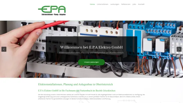 Website Screenshot: EPA Elektro index - E.P.A Elektro GmbH - Elektrotechnik in Oberösterreich - Date: 2023-06-22 15:15:41