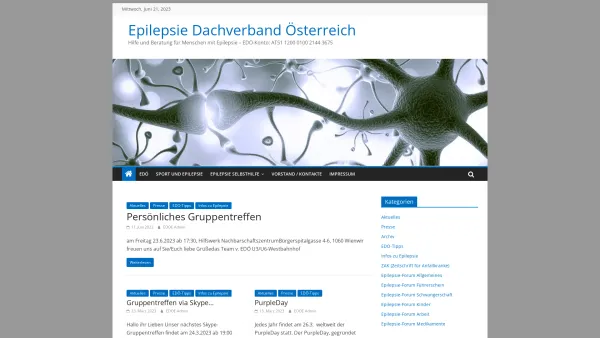 Website Screenshot: Epilepsie Dachverband Österreich - Epilepsie Dachverband Österreich – Hilfe und Beratung für Menschen mit Epilepsie – EDÖ-Konto: AT51 1200 0100 2144 3675 - Date: 2023-06-22 15:15:41