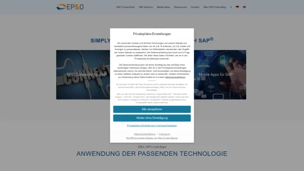 Website Screenshot: EPO Consulting GmbH - SAP Add-ons für Ihr SAP System | für SAP ERP und SAP S/4HANA - Date: 2023-06-22 15:15:41