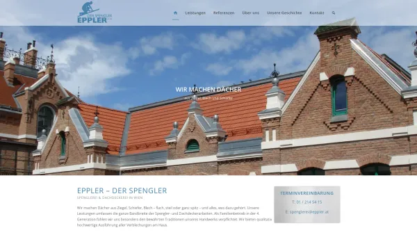 Website Screenshot: Johann Eppler KG - Spenglerei - Eppler - Der Spengler, Wien - Spenglerei & Dachdeckerei - Date: 2023-06-22 16:00:38