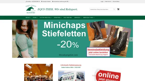 Website Screenshot: Equi-Thek Reitsport - Fitness & Mode fuer Pferd und Reiter - EQUI-THEK Reitsport | Onlineshop für Reitbedarf - Date: 2023-06-22 15:15:41