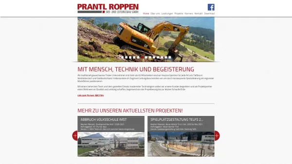 Website Screenshot: Peter Prantl Erdbau u. Transporte GmbH 6426 Roppen 395 - Home - Prantl Roppen - Date: 2023-06-14 10:47:27