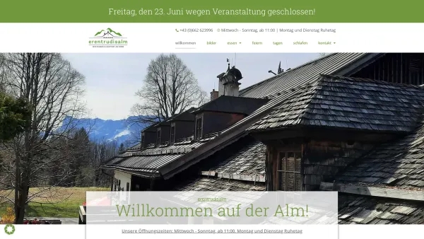 Website Screenshot: Gasthof-Pension Erentrudisalm Elsbethen bei Salzburg - Home - Erentrudisalm - Date: 2023-06-22 15:00:29