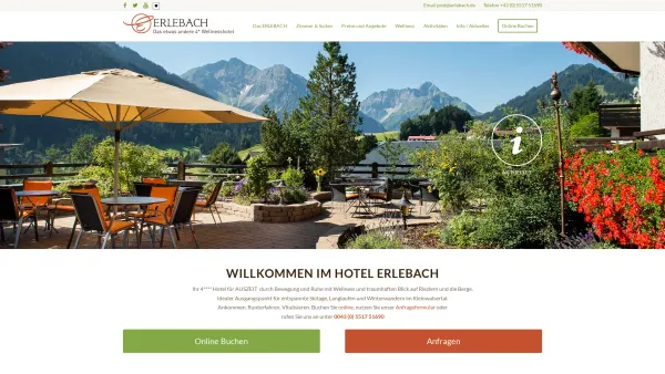 Website Screenshot: AUSZEIT Hotel Erlebach mit Walser Wellness und Lebensfeuer - Hotel Erlebach | Riezlern - Kleinwalsertal | Wellnesshotel mit Schwimmbad - Date: 2023-06-22 15:00:29
