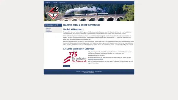 Website Screenshot: Verein Erlebnis Bahn Erlebnis Bahn Schiff Österreich - ERLEBNIS BAHN & SCHIFF ÖSTERREICH - Date: 2023-06-15 16:02:34