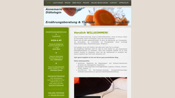 Website Screenshot: Ernährungsberatung & Therapie Annemarie Ott Diätologin - Ernährungsberatung & Therapie in Niederösterreich und Wien - Date: 2023-06-22 15:00:29