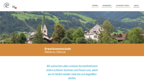 Website Screenshot: Erwachsenenschule EWS Bezirk Schwaz - Erwachsenenschule Mittleres Zillertal - Erwachsenenschulen Tirol : Erwachsenenschulen Tirol - Date: 2023-06-14 10:39:40