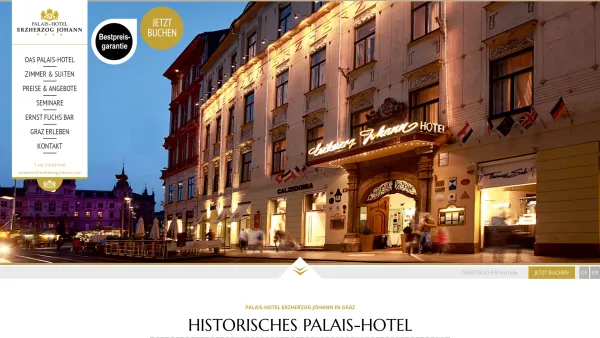 Website Screenshot: Palais Hotel Erzherzog Johann - Palais Hotel Erzherzog Johann in Graz - Date: 2023-06-22 15:11:16