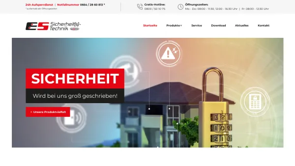 Website Screenshot: ES-Sicherheit(s)-Technik e.U. Inhaber Erwin Stummerer - Sicherheitstüren und Sicherheitstechnik aus Wolkersdorf / Weinviertel - Date: 2023-06-15 16:02:34