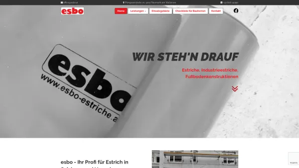 Website Screenshot: Esbo Estrich und Bodenverlegungsgesellschaft m.b.H. - Estrich & Nutzestrich in Salzburg - esbo Estrich- u Bodenverlegungsgesellschaft m.b.H. - Date: 2023-06-22 15:11:16