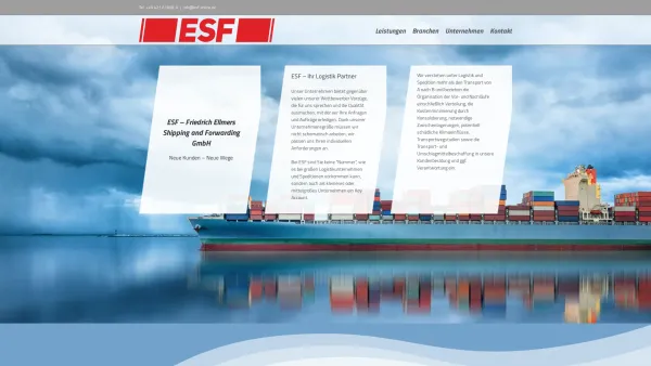 Website Screenshot: ESF Shipping & Forwarding GmbH - Logistik: ESF – Friedrich Ellmers Shipping and Forwarding GmbH - Date: 2023-06-26 10:26:16