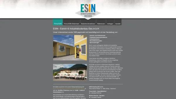 Website Screenshot: ESIN Steiermark Estrich- und Industriebodenbau Ges.m.b.H. - Firma ESIN - ESIN - Date: 2023-06-22 15:11:16