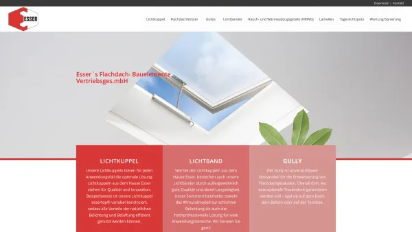 Website Screenshot: Esser Flachdach-Bauelemente Vertriebsges.m.b.H Lichtkuppel Lichtband Gully - Startseite - Esser`s - Date: 2023-06-14 16:34:56