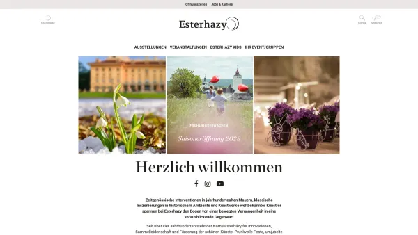 Website Screenshot: Schloss Esterházy Esterházy Privatstiftung - Esterhazy | Herzlich willkommen - Date: 2023-06-14 10:39:40