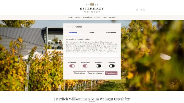 Website Screenshot: Esterházy Wein GmbH & Co Kg - Home | Weingut Esterházy - Date: 2023-06-22 15:11:16