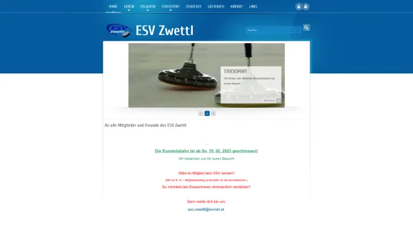 Website Screenshot: Eissportverein ESV Zwettl - Home - ESV Zwettl - Date: 2023-06-14 10:47:27