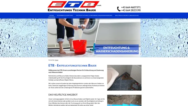 Website Screenshot: ETB Entfeuchtungstechnik Bauer - Entfeuchtungstechnik Bauer im Bezirk Voitsberg - Date: 2023-06-22 15:00:33