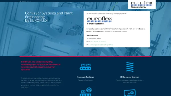 Website Screenshot: Euroflex Fördertechnikgesellschaft.m.b.H. - Home - Euroflex EN - Date: 2023-06-22 15:00:33
