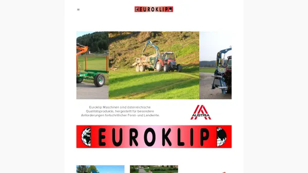 Website Screenshot: Euroklip Maschinenbau, Forsttechnik, Landtechnik, Kommunaltechnik, Forstanhänger und Forstkräne, Holzzangen - EUROKLIP - Date: 2023-06-22 15:11:16
