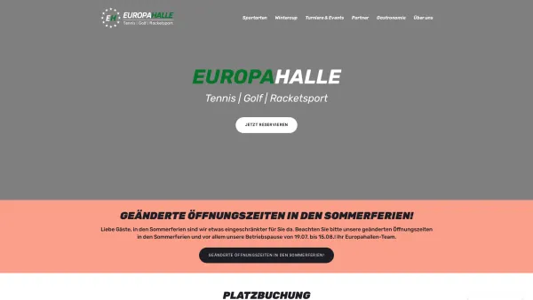 Website Screenshot: Shop Tennis Anlagenverwertungs und Betriebsgesellschaft m.b.H. Co. Europahalle Wien - Die Europahalle - Tennis | Golf | Racketsport in Wien-Liesing - Date: 2023-06-22 15:13:21