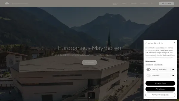 Website Screenshot: Europahaus MAYRHOFEN.AT ZILLERTAL CONGRESS - Tagen in Tirol | Europahaus Mayrhofen | Congress Zillertal - Date: 2023-06-14 10:39:42