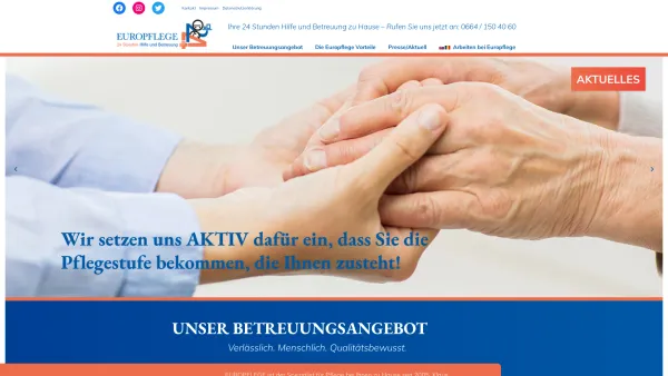 Website Screenshot: Europflege EP24 Personenbetreuung GmbH - Startseite - Europflege - Date: 2023-06-22 15:13:21