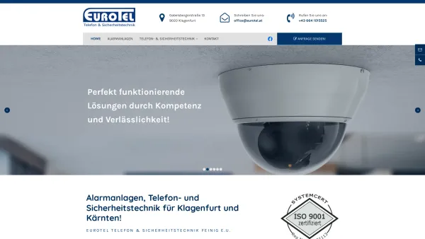 Website Screenshot: Eurotel Telefon & Sicherheitstechnik Feinig e.U. - Alarmanlagen, Telefon- und Sicherheitstechnik in Klagenfurt - Eurotel Telefon & Sicherheitstechnik Feinig e.U. - Date: 2023-06-26 10:26:16