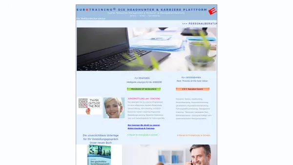 Website Screenshot: Eurotraining Personal & Managementberatung - Eurotraining Headhunter und Personalberater, Wien, Graz, Salzburg - Date: 2023-06-22 15:13:21