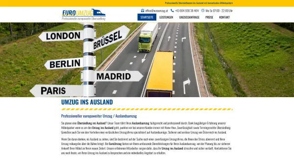 Website Screenshot: Fa. EuroUmzug - Umzug ins Ausland – Auslandsumzug mit EuroUmzug - Date: 2023-06-22 15:13:21