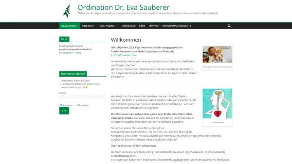 Website Screenshot: Dr. Eva Sauberer, Wahlärztin, Allgemeinmedizin, systemische Homöopathie - Ordination Dr. Eva Sauberer – Wahlärztin für Allgemeinmedizin, systemische Homöopathie, psychosomatische und psychotherapeutische Medizin (iAuS) - Date: 2023-06-22 15:13:22