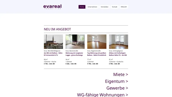 Website Screenshot: evareal Immobilien - Home - evareal Immobilien - Date: 2023-06-14 10:38:13