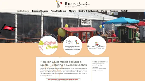 Website Screenshot: Hehle Veranstaltungs Service - Jürgen Hehle - Brot & Spiele - Catering & Event in Lochau - Date: 2023-06-22 15:13:22