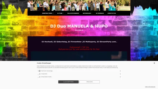 Website Screenshot: DJ Manuela Hupo Eventdjs.at - Profi DJ für Hochzeit,Geburtstag, Firmenfeier oder Gartenparty - Date: 2023-06-22 15:00:37