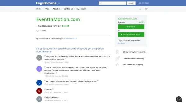 Website Screenshot: Event in Motion - EventInMotion.com is for sale | HugeDomains - Date: 2023-06-14 10:39:42