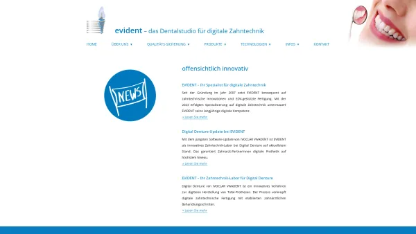 Website Screenshot: Evident Das Dentalstudio - EVIDENT – Das Dentalstudio für digitale Zahntechnik - Date: 2023-06-15 16:02:34