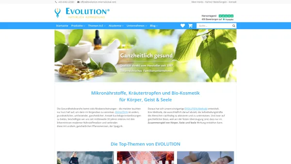 Website Screenshot: EVOLUTION International Produkte für Gesundheit Fitness Schönheit und Lifestyle - Nahrungsergänzungsmittel & Bio-Kosmetik | EVOLUTION International - Date: 2023-06-22 15:00:38