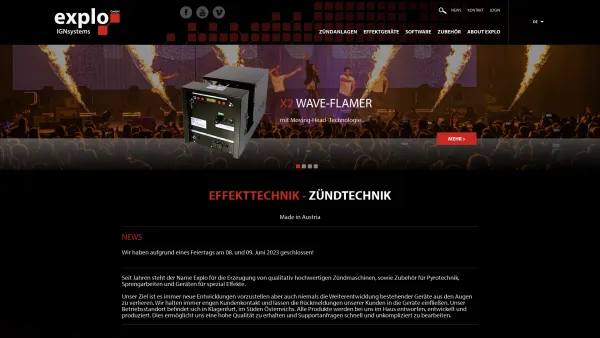 Website Screenshot: Explo Funkzündanlagen - Home | Explo IGNsystems GmbH - Date: 2023-06-14 10:39:42