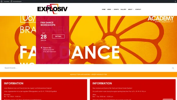 Website Screenshot: Explosiv-Jugend Kultur u JUZ EXPLOSIV www.explosiv.at - Explosiv – Jugend- und Kulturzentrum Explosiv - Date: 2023-06-22 15:11:19