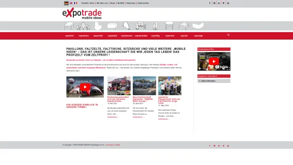 Website Screenshot: EXPOTRADE Group Handelsges.m.b.H. - Pavillons Faltzelte Domes Sitzsäcke etc. in TOP Qualität vom Hersteller - Date: 2023-06-22 15:11:19