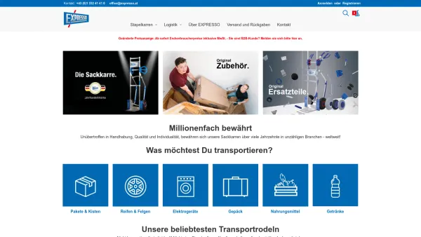 Website Screenshot: EXPRESSO Transportgeräte GesmbH - EXPRESSO Transportgeräte GmbH - Date: 2023-06-22 15:11:19