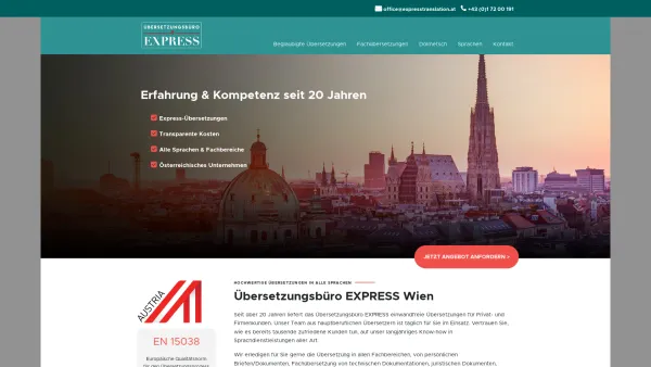 Website Screenshot: Übersetzungsbüro EXPRESS Wien - Übersetzungsbüro EXPRESS Wien - Date: 2023-06-26 10:26:16