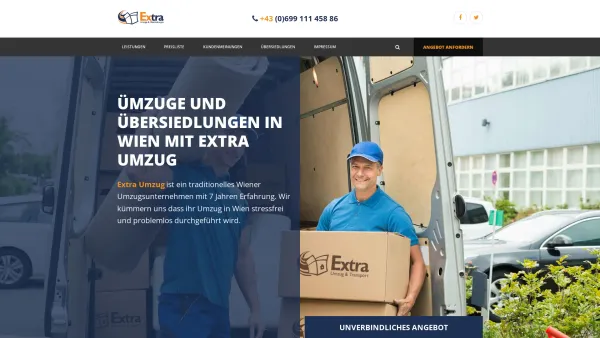 Website Screenshot: EXTRA-Umzug und Transport - Umzug in Wien – Stressfrei und sorglos umziehen - Date: 2023-06-15 16:02:34