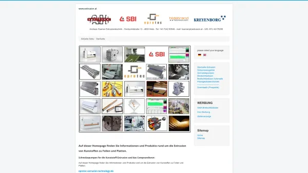 Website Screenshot: Andreas Huemer Extrusionstechnik - Breitschlitzdüsen, Dickenmessgeräte, liquid coating, web inspection - Date: 2023-06-22 15:11:19