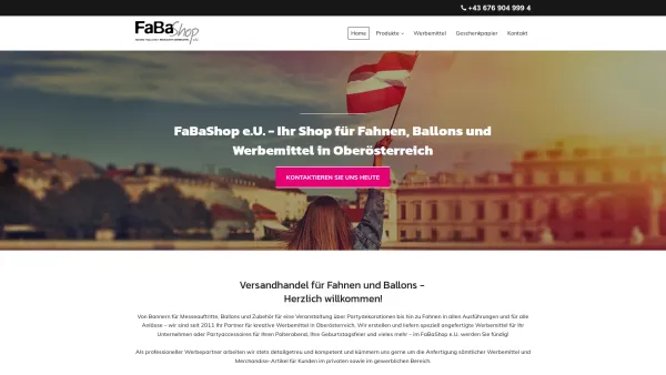 Website Screenshot: FaBaShop e.U. Martina Wiesinger - Fahnen, Ballons und Werbemittel aus Oberösterreich - Date: 2023-06-15 16:02:34