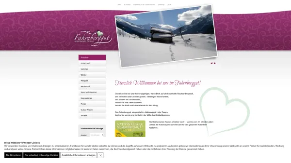 Website Screenshot: Appartement-Pension Fahrnberggut - Appartement Fahrnberggut - Urlaub in Rauris Nationalpark Hohe Tauern - Date: 2023-06-22 15:00:41