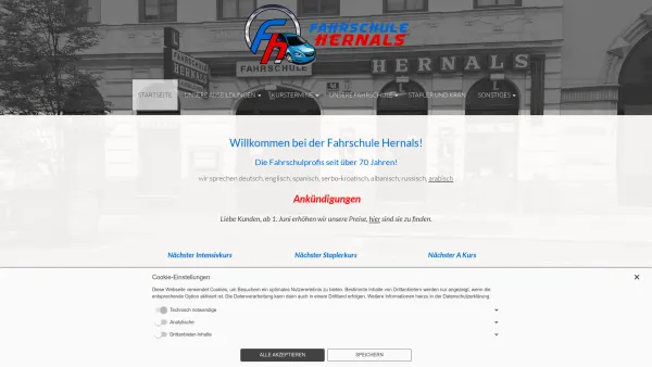 Website Screenshot: auf derder Fahrschule Hernals - Willkommen in der Fahrschule Hernals - Startseite - Date: 2023-06-22 15:00:42